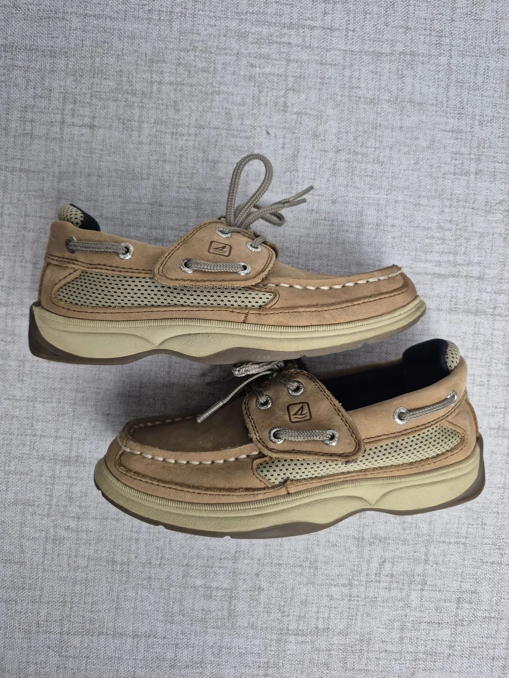 Sperry Top-Sider Little Kids Lanyard A/C Leather Boat Shoes Tan Brown Size 12